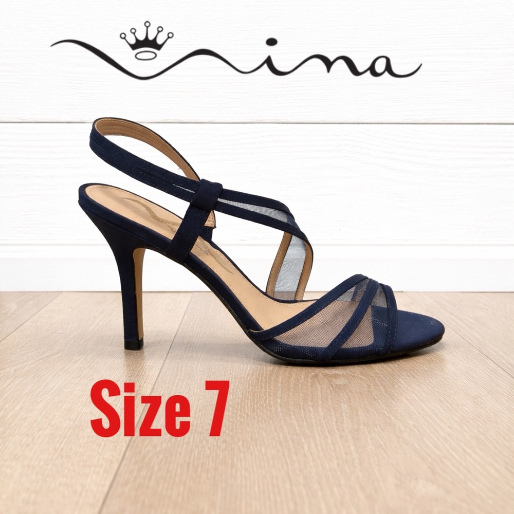 🦋🖤 Navy Mesh Slingback Heels | Navy | Size 7 | Sandals NWOT